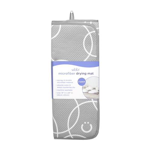 Ubbi Microfiber Dish Drying Mat Set of 2 - Gray Kitchen Essential