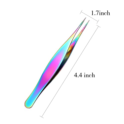 Honoson Rainbow Color Precision Tweezers for Ingrown Hair Removal, 6 Pack