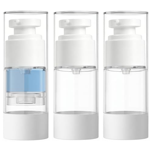 GIVITASOT 3-Pack Clear Airless Pump Bottles - 0.5OZ Travel Cosmetic Dispensers