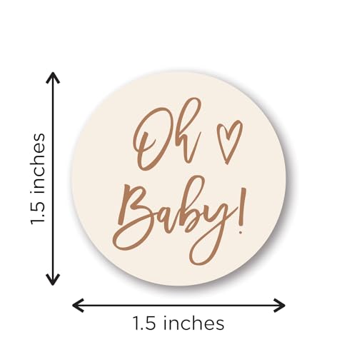 Oh Baby! Stickers - 1.5 Inch Round Labels, Set of 60 for Baby Showers