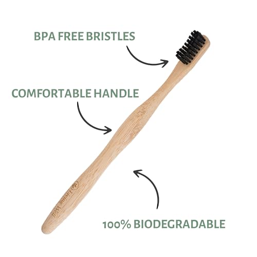 Bamboo Charcoal Toothbrush 4 Pack - Eco-Friendly Manual Oral Care Set