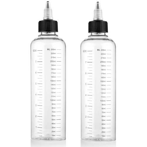Hair Dye Applicator Bottles 8.5oz - 2 Pack with Graduated Scale