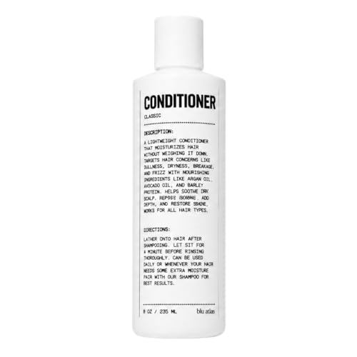 Blu Atlas Natural Conditioner for Men, 8 oz - Sulfate-Free, Argan & Avocado Oil, Classic Scent, Pack of 1