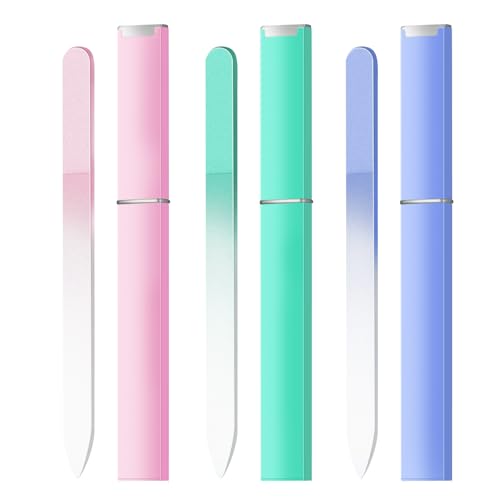 Glass Nail Files - Double-Sided Crystal Manicure Set with Case