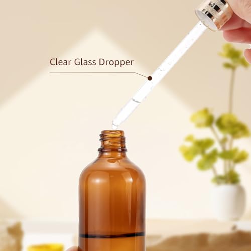 10-Pack 100ml Amber Glass Dropper Bottles with Golden Caps and Accessories