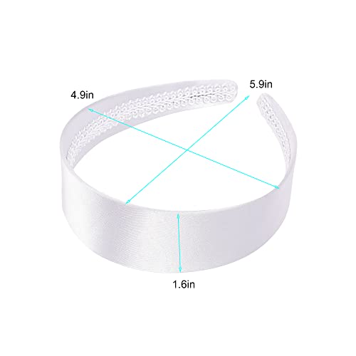 Ivyu White Satin Headband for Women - 70s & Halloween Party Accessories, Non-Slip Wide Hair Band, 1.6 Inch