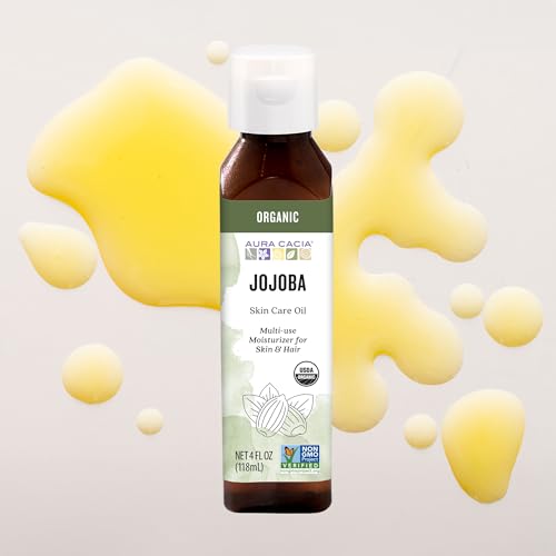 Aura Cacia Organic Jojoba Oil - 4 Fl Oz Pure Skin & Hair Moisturizer
