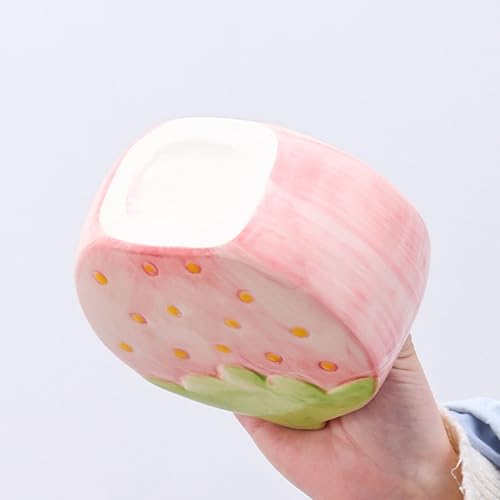 Strawberry Ceramic Makeup Brush Holder - Cute Desktop Desk Organizer