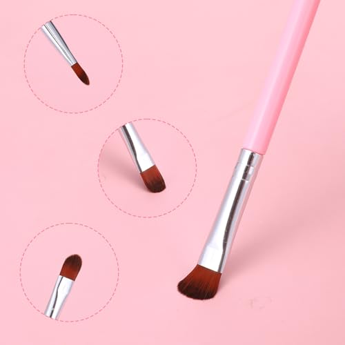 12 Pcs Pink Flat Concealer Brush Set for Eyeshadow & Makeup