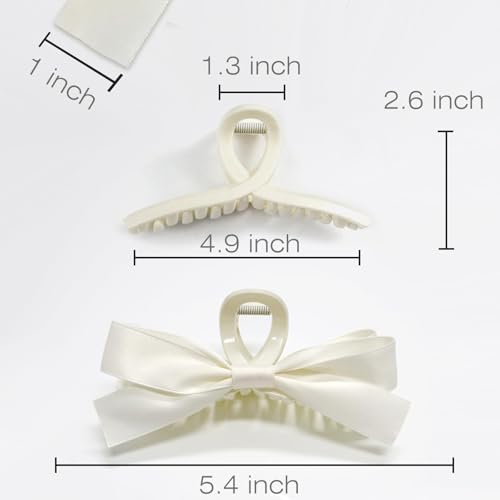 Sizobi 4PCS Bow Claw Clips Set - Strong Hold for All Hair Types, White & Black