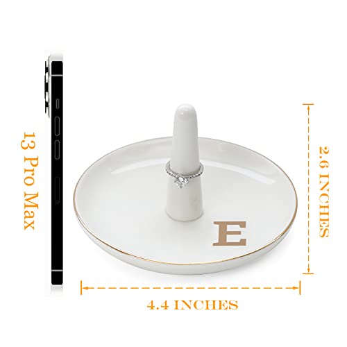 Personalized Initials Ring Holder Jewelry Tray - Ceramic White