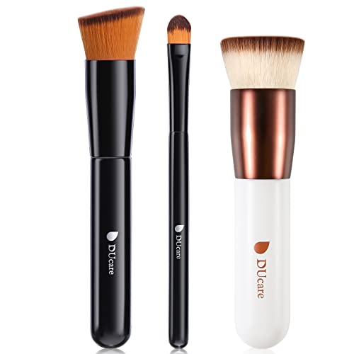 DUcare Flat Top Kabuki Foundation Brush - Synthetic Powder & Liquid Makeup Tool