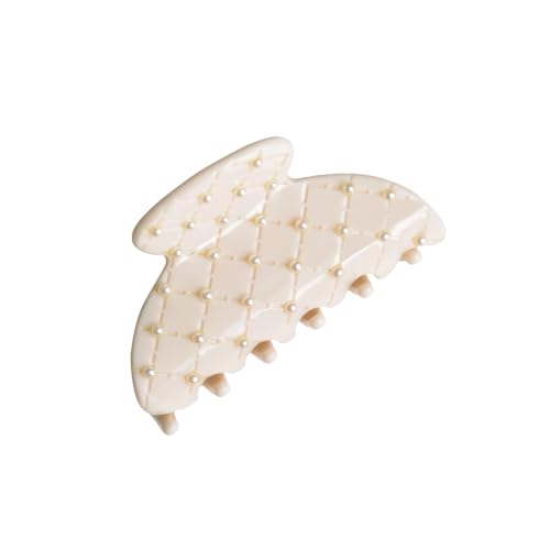Emma Lily Cream Acetate Half-Moon Hair Claw Clip with Pearl Beads