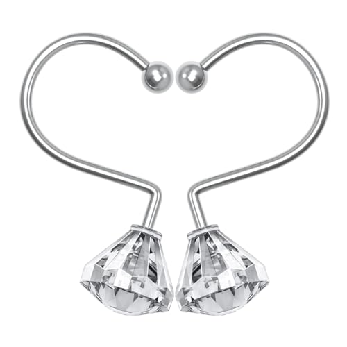 Diamond Shaped Crystal Shower Curtain Hooks - 12PCS Rust Proof