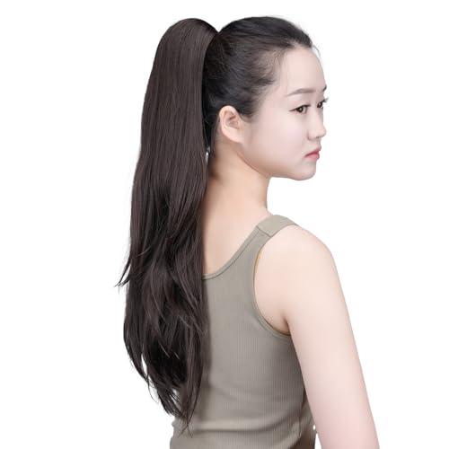 SYXLCYGG Dark Brown Ponytail Extension 22 Inch 6 Oz Claw Clip-In Hairpiece