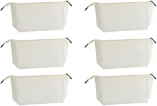 Juvale Canvas Makeup Bags - 6 Pack Blank Zipper Pouches for DIY Crafts