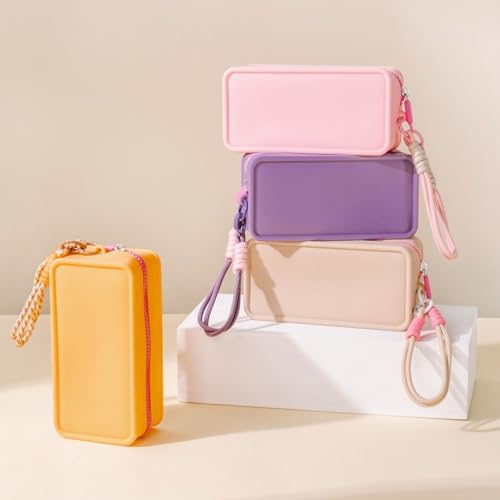 Travistar Pink Small Silicone Travel Makeup Bag - Waterproof Cosmetic Organizer with Zipper