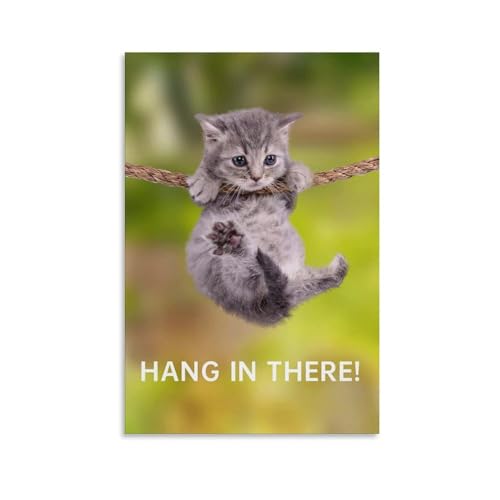 Funny Cat Canvas Print - Motivational Wall Art Poster 12x18
