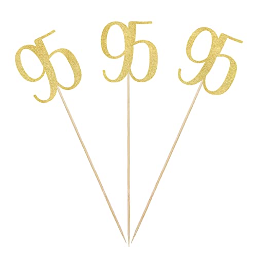 Gold Glitter 95th Birthday Centerpiece Sticks - 12-Pack Table Toppers