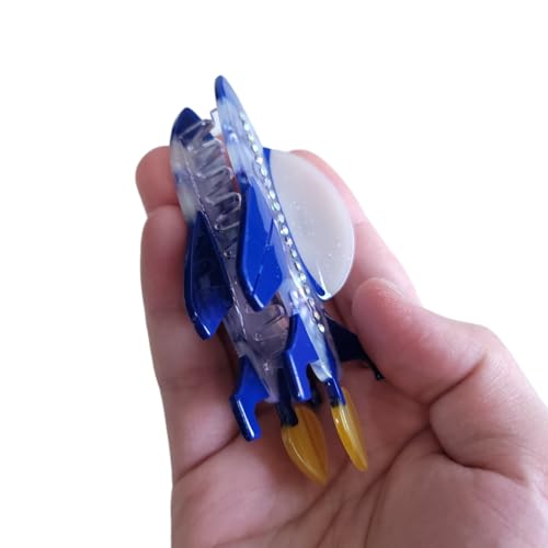 Blue Spaceship Hair Clip - Stylish Acetate Claw Clip for Women