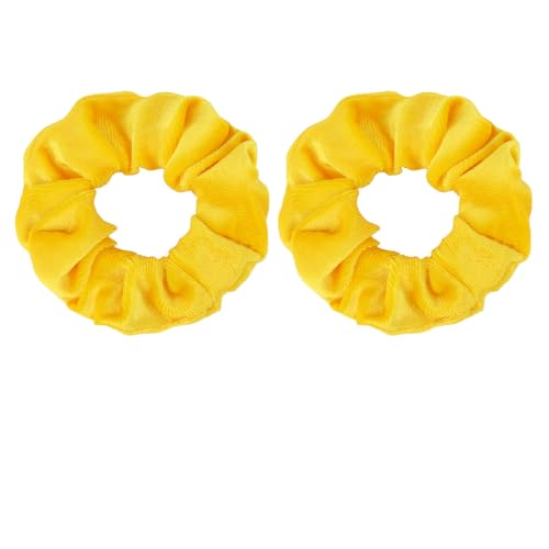 YISSION Yellow Velvet Hair Scrunchies - 2 Pack for Women & Girls