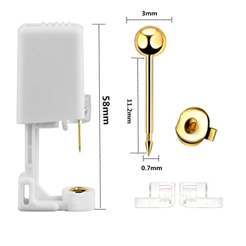 Gold Self Ear Piercing Gun Kit 4 Pack Disposable Ear Studs & Alcohol Cotton