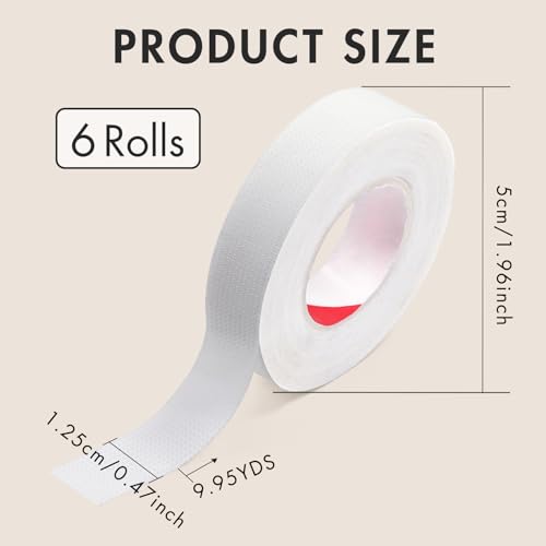 Embagol Eyelash Tape - 6 Rolls Micropore 0.47in Breathable for Extensions