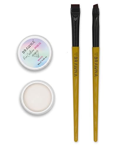 BRAWNA Eyebrow Mapping Kit - White Mapping Paste & 2 Brushes