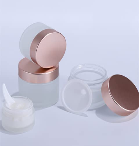 10 Pack 10g Clear Frosted Glass Cream Jars with Rose Gold Lids