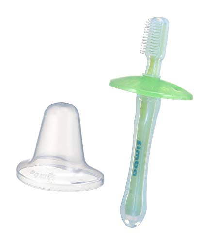 Simba Green Silicone Baby Toothbrush with Safety Guard & Fur Scrubber