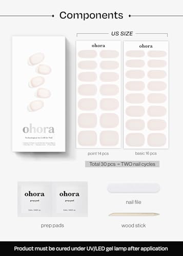 ohora N Coconut Jelly Semi Cured Gel Nail Strips - Works with Any Lamp