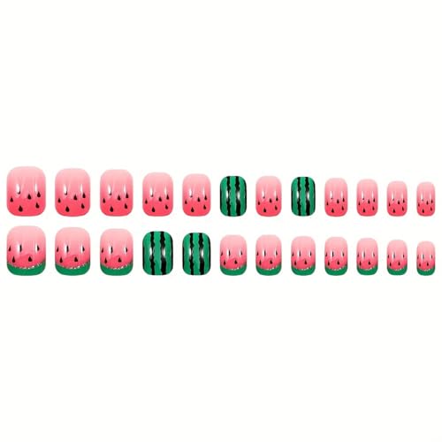 Watermelon Press On Nails - Short Square Acrylic Nail Art Set