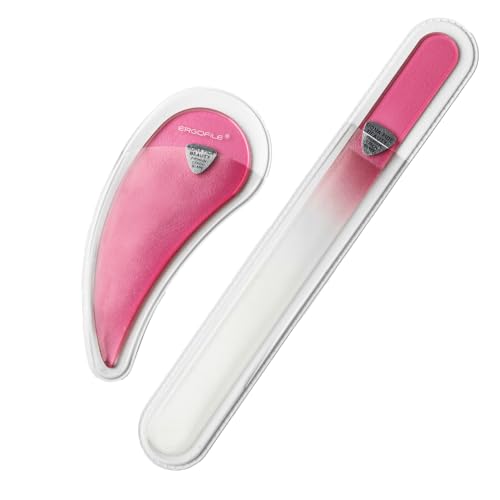 Bona Fide Beauty Ergonomic Czech Glass Nail File Set - 2pc Pink Reusable