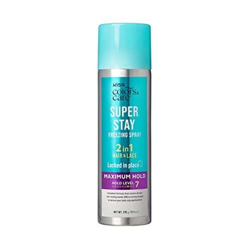 KISS Colors & Care Maximum Hold 2-in-1 Freezing Hair Spray 11.1oz, Humidity & Sweat Resistant
