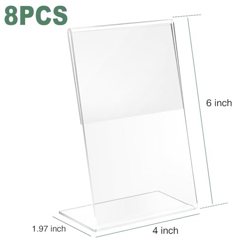Lechay 8-Pack 4x6 Inch Clear Acrylic Photo Frames - Scratch-Resistant Display