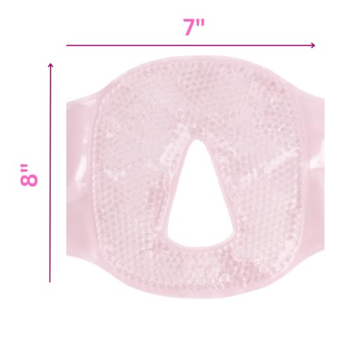 FOMI Pink Full Facial Mask w/o Eye Holes | Hot & Cold Therapy for Migraine Relief, Puffiness & Stress