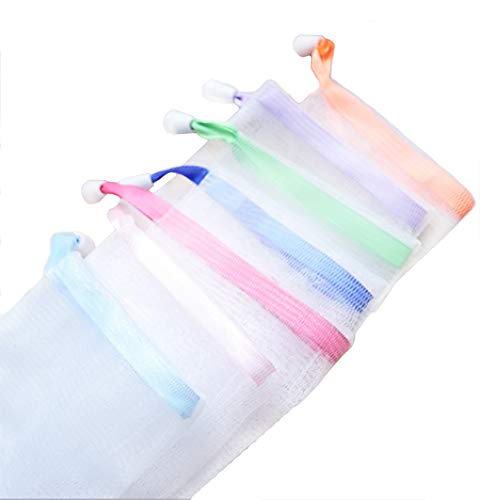Andiker Mesh Soap Bag Set - 7 Soft Pouches with Drawstring for Shower