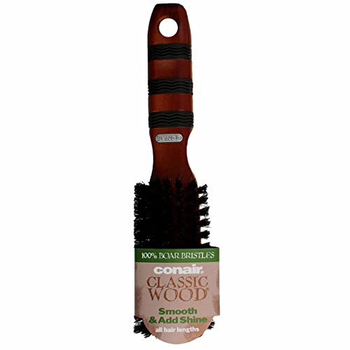 Conair Classic Wood Boar Hair Brush for All Hair Types