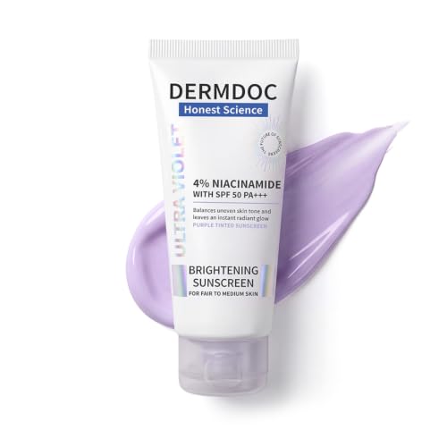 DermDoc 4% Niacinamide SPF50 Face Sunscreen with No White Cast, 2.12 oz