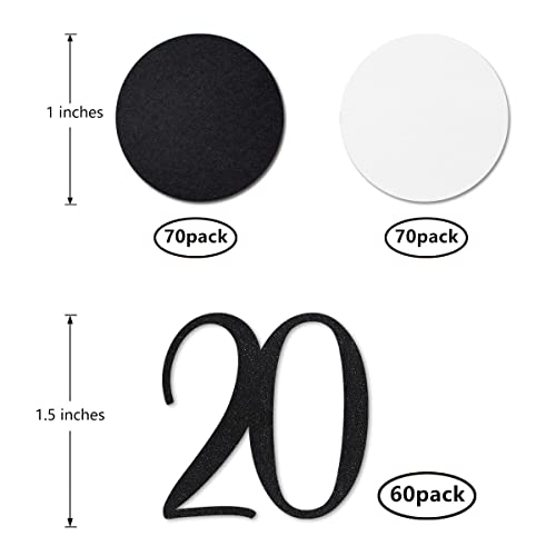 Black Glitter Number 20 Confetti for 20th Birthday - 200pcs