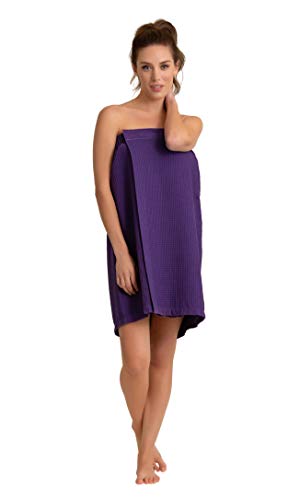 Soft Touch Linen Women's Waffle Spa Bath Wrap - Adjustable & Absorbent