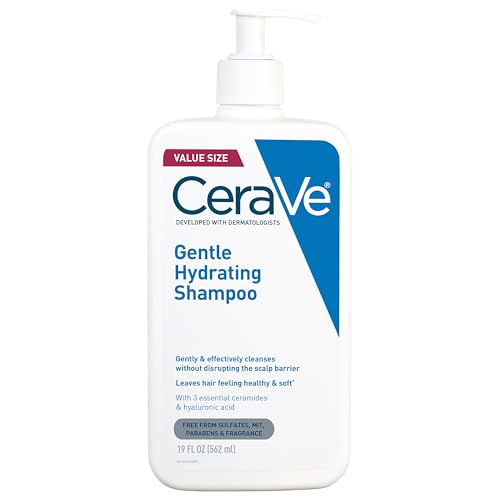 CeraVe Gentle Hydrating Shampoo with Hyaluronic Acid, 19oz - For Sensitive Scalp & All Hair Types