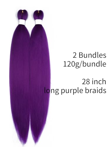 Dark Purple Braiding Hair Extensions 28 Inch - 2 Packs for Festivals & Parties