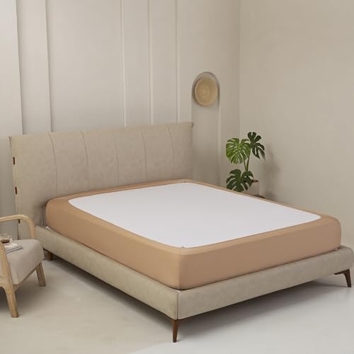 Queen Size Stretchy Box Spring Cover - Jersey Knit Bed Skirt in Camel