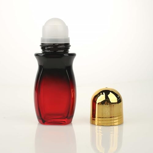 COSIDEA 5-Pack 50ml Dark Gradient Red Glass Roller Bottle for Body & Essential Oils with Cap & Label