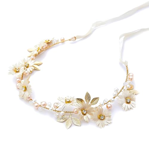 Gold Bridal Hair Vine with Crystals and Pearls Wedding Hair Accessories