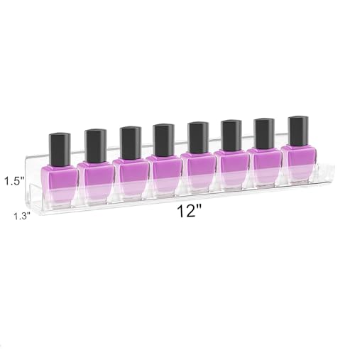 ROYALITA 4-Pack Acrylic Wall Mounted Nail Polish Organizer Clear Storage Shelf