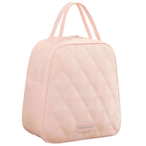 Insulated Lunch Box for Women & Men - Leakproof Puffer Cooler Bag, Pink