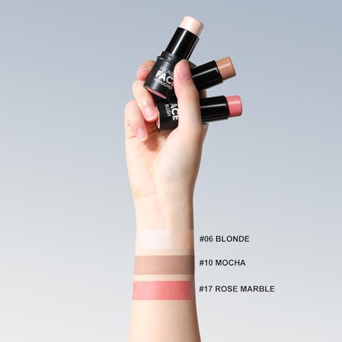 FOCALLURE 3Pcs Cream Contour Blush Highlighter Stick Set Light-Medium 06+10+17