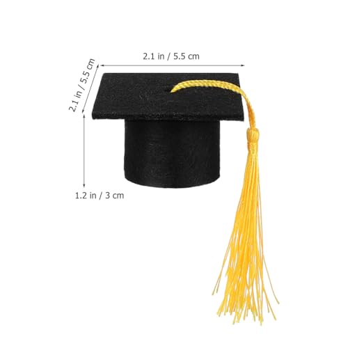 Mini Graduation Caps with Yellow Tassels - 10 Pack for Cake & Party Decor